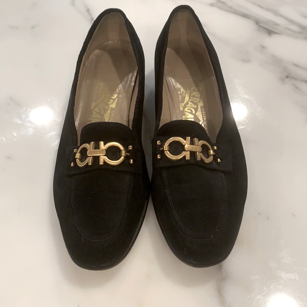 Salvatore Ferragamo Black Suede Loafer
